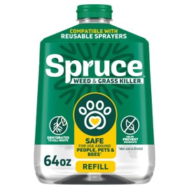 Spruce Weed Killer Refill - Versatile Weed & Grass Killer₃ for Flower Beds, Driveways & Mulch Beds - No Pour, No Mix, No Mess Refill - Kills Dandelions, Crabgrass & More (64 Oz)
