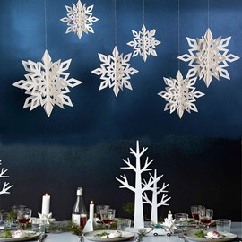 Amidaky Snowflake Decorations 12 pcs White Paper Snowflake Hanging Christmas Winter Wonderland Holiday New Year Party Home Ornament