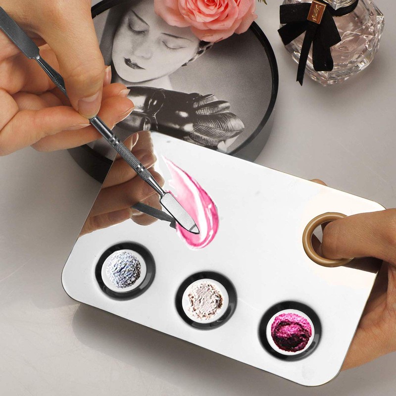 KissDate Makeup Palette 6x4inch Stainless Steel 3-well Nail-art Cosmetic Artist