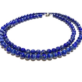 Kobe Hokodo December Birthstone AB 6mm Lapis Lazuli Necklace [50cm/55cm/60cm/65cm/65cm] [Fastener Alloy Rhodium Coated New Hook Use!], Lapis Lazuli