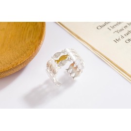 sunglnl Swim Against The Current Ring, Chunky Silver Fish Hope Rings Cute Inspirational Copper Tarnish-Free Adjustable Ring For Women Men The Chosen Gift Jewelry For Friend Family (Silver)