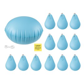 12 Pack Inflatable Pool Pillows Weight with Hook 4 ft PVC Leakproof Swimming Pool Cover Hanging Water Bags Ice Antifreezing Winter Tarp for Above Ground Cover(Light Blue,4 ft,Round)