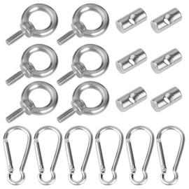 Adiwo Awning Rail Stoppers, 6 PCS Stainless Steel Awning Piping Stopper 6 mm with 6 Carabiners, Multi-Function Awning Rails Hooks Lifting Eye Nut Ring M4 Blocking Kit for Caravan Campervan Motorhome