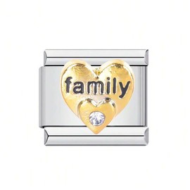 M&S Mum Dad Niece Sister Aunt Family Football Star Moon Stainless Steel 9mm Italian Link Charm Compatible With Nomination Bracelet (Family 18K)