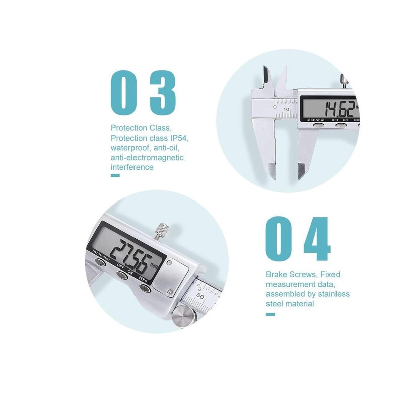 Digital Vernier Caliper, 150mm Caliper with Stainless Steel, Inch Millimeter