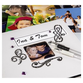 Hama Photo album 28 x 24 cm (spiral album with 50 black pages, photo book with glassine dividers, album for gluing and designing yourself) chalk.