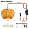 YIIZON Plug in Pendant Light Fixture with Hand Woven Bamboo