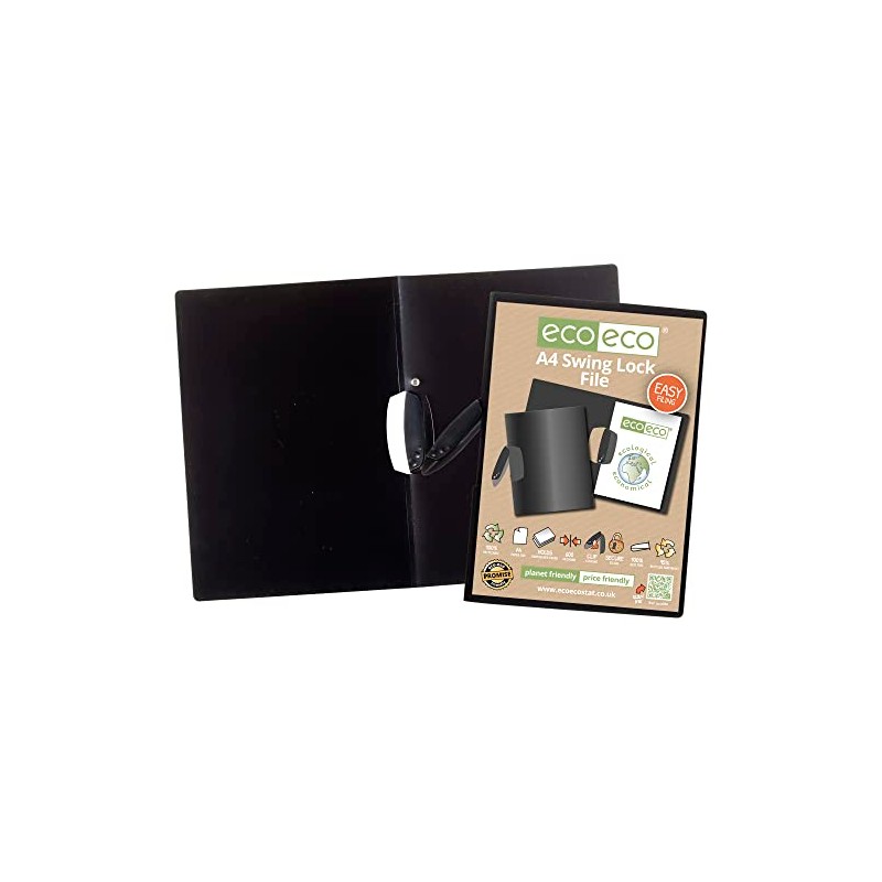 eco-eco A4 95% Recycled Swing Lock File Black