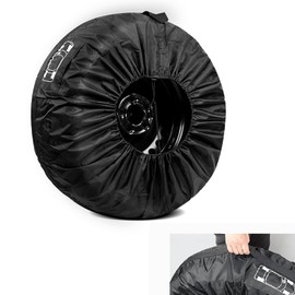 Titgoes 1 PC Spare Tire Cover, Oxford Sunproof & Waterproof Spare Tyre Protector, Trunk Organization Storage Bag for Tire Diameters 19"-23", Universal for Most Cars (Black)