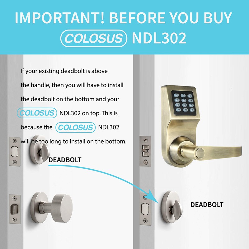 Colosus NDL302 Electronic Digital Keyless Door Lock, Keypad – Smartcode