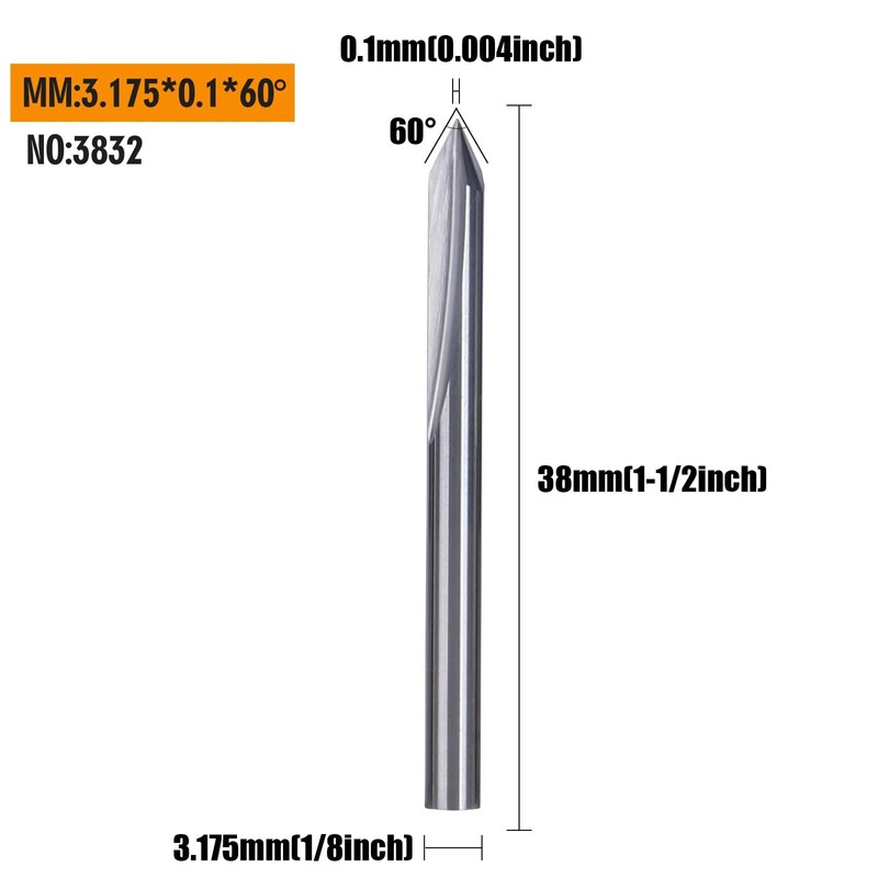 HUHAO 5PCS CNC Engraving Bits, 60 Degree V Bits with