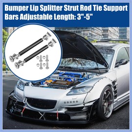PARSLUCK Universal Adjustable Aluminum Alloy 3"-5" 75mm Car Front Bumper Lip Splitter Strut Rod Tie Support Bars Black - Pack of 2 Stable
