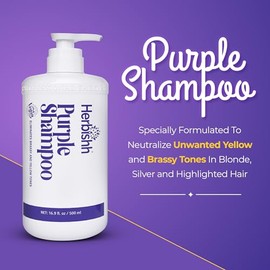 Shampoo Morado Herbishh para Cabello Rubio, Plateado y con Mechas | Neutraliza Tonos Amarillos y Cobrizos | Limpieza Profunda, Control de Frizz y Prot
