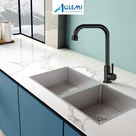 Aolemi Black Cold Only Water Kitchen Faucet Commercial Bar Tap Single Lever Handle 304 Stainless Steel Decked Mounted Single Hole Modern