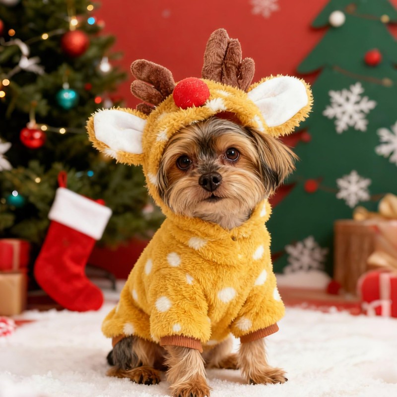 hoyuwak Reindeer Dog Costume Cute Pet Girl Christmas Moose Coat