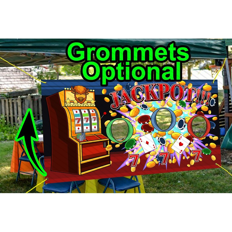 Slot Machine Jackpot, Casino Theme, 42x72" Photo Standee, Hole in