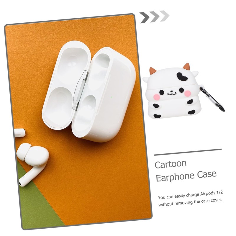 LABRIMP 1pc Cute Cartoon Cow Earphone Storage Case for Lightweight