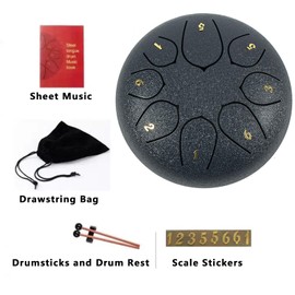 Rain Drum Outdoor, Steel Tongue Drum Rain Bell, Chakra Drum for Garden, Rain Drum for Garden Instruments, Rain Drum 6 Inch 8 Notes, Rain Drum for Rainy Days/Bathroom Shower (Silver)