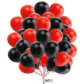 Plain Round Balloons 10 Inch Red & Black Balloons for Birthday Decorations Pack of 25 Latex Balloons for Kids Party Baby Shower Decorations Engagement Wedding Party.