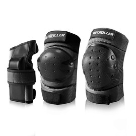 METROLLER Adult & Kids Protective Gear Set for Men, Women Youth Knee Pads, Elbow Pads & Wrist Guards 3 in 1 for Skateboarding Multi-Sports Protective Gear