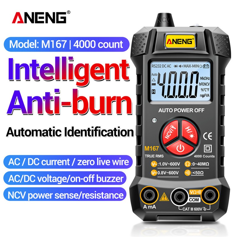 ANENG M167 Smart Digital Multimeter Auto Recognition 4000 Counts Voltmeter
