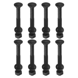 sourcing map M10 x 85mm Carriage Bolt Kit, 12 Set Round Head Square Neck Screws, Carriage Bolts Screws Set Includes Washers and Nuts - Carbon Steel Black Oxide for Fastening Accessories