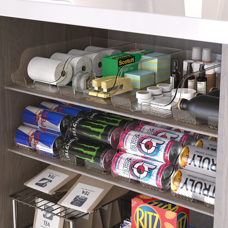 Simple Houseware Skinny Can Organizer for Pantry/Refrigerator, Clear, Set of