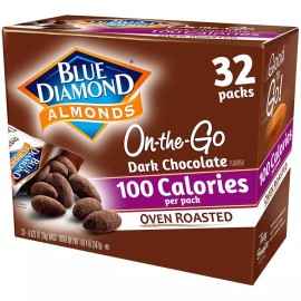 Blue Diamond Almonds Dark Chocolate Cocoa Dusted Snack Nuts,  32 Count Total