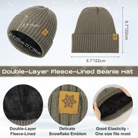 KUIRAN Winter Fleece lined Beanie Hats Scarf for Men and Women with Touchscreen Gloves