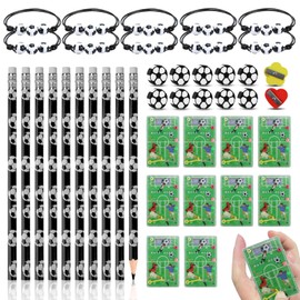 LPZMPZ Football Party Bag Give Aways Decoration Children's Birthday Football Birthday Footballer Party Bag with Pencils Gifts Erasers Bracelet Set for Children Boys Girls 40 Pieces