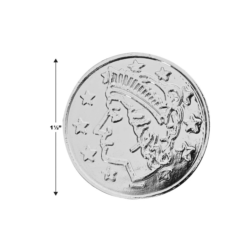 Beistle 100 Piece Silver Embossed Plastic Coins for Western Casino