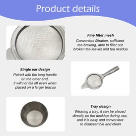 Tea Strainer Fine Mesh,Tea Sieve,Stainless Steel Tea Strainer,Tea Strainers Kitchen Colander Sieve with Handle,Sifting Dry Ingredients,for Juice Egg Tea Coffee Flour Filter