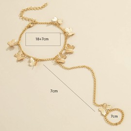 CSIYANJRY99 Bohemian Finger Ring Bracelet Gold knuckle Ring Bracelet Punk Star Butterfly Ring Chain Strap Bracelet for Women (A)