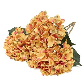 Kisflower - Hortensia de seda naranja quemada - 6 flores de hortensia sintética, flores falsas para centro de mesa, decoración del hogar, boda, fiesta