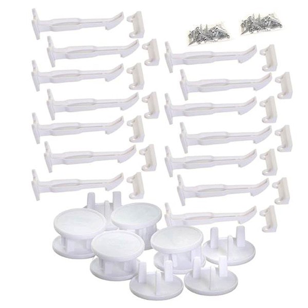 Dreambaby 14 Pack Catches and 12 Socket Covers Set White