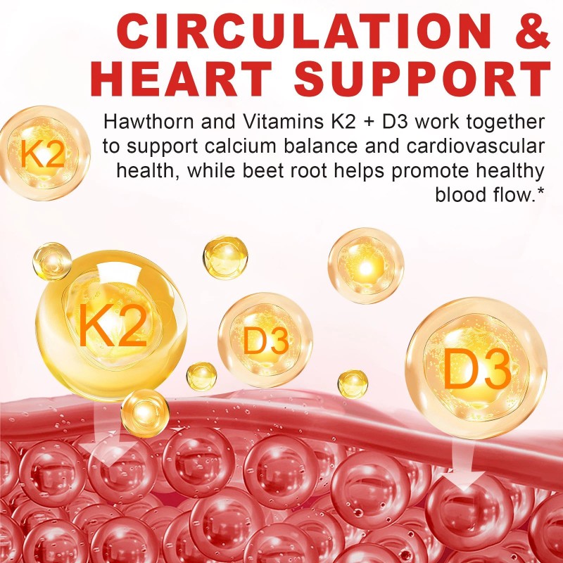 Cayenne Pepper Hawthorn Beet Root Turmeric Vitamin K2+D3 Liquid Drops