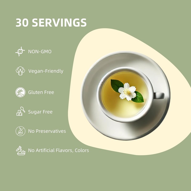 EAST NATURHUS Pure Jasmine Tea Powder – 100% Natural Instant