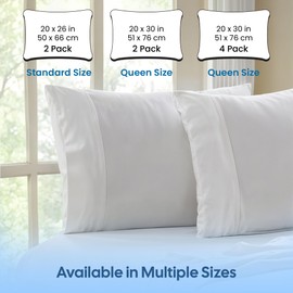 Cotton Pillow Protectors with Zipper Standard Size, 100% Protection Pillow Covers Set, Soft Breathable Pillowcases, Extend Pillow Life with Pillow Encasement for Home Hotel Bedding Set 2 Pack