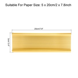 PATIKIL 2 x 7.8inch Aluminum Name Plate Holder, 2Pcs L Type for Desk Office Business Door Sign Holder Gold Tone