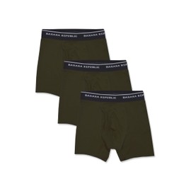 Banana Republic Mens Polyester Lyocell Performance Underwear 3 Pack Boxers Briefs, (US, Alpha, Large, Regular, Regular, All Olive Green)