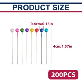 200 Pcs 1.5 Inch Sewing Pins for Fabric Long Glass Head Straight Quilting Pins for Dressmaking & Jewelry DIY Art Craft Decoration (Multicolor)