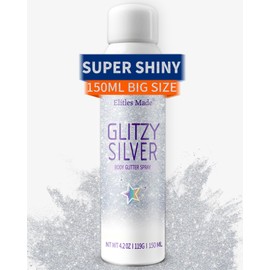 Body Glitte Spray, 150ML Silver Glitter Spray for Hair and Body, Long-Lasting and Quick-Drying Holographic Glitter Hairspray for Kids Women, Body Shimmer Festival Rave and Makeup 4.2 Fl Oz