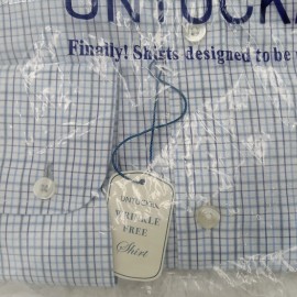UNTUCKit Shirt Mens 2XL White Blue Check Wrinkle Free Button Down Regular Fit
