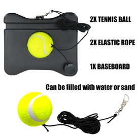 TaktZeit Tennis Trainer Rebound Baseboard Self Tennis Training Equipment Tennis Practice Rebounder with 2 String Tennis Balls (Dark Grey)