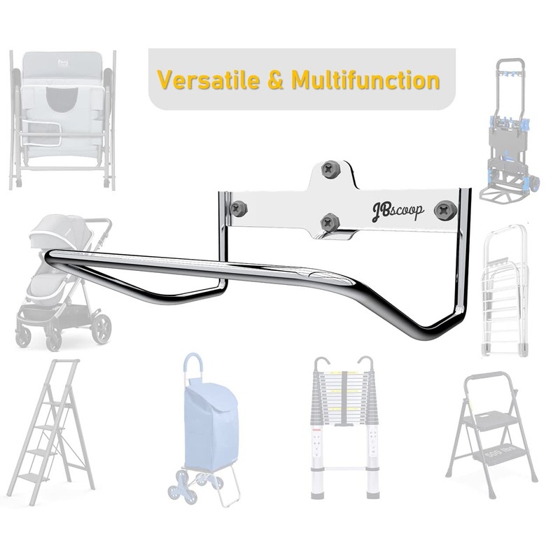 JBscoop 2 Ladder Hooks Wall Mount for Ladder Storage Strollers