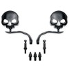 SMT-Skull Flame Black Side Mirrors Compatible With Harley Road King