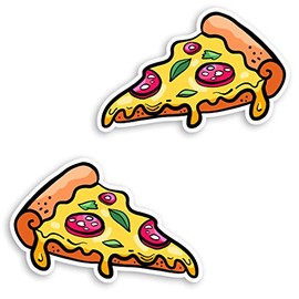2 x 10cm Pizza Slice Vinyl Stickers - Junk Food Funny Kids Laptop Sticker #30037 (10cm Wide)
