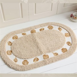 Pretty Shell Pattern Bathroom Rugs, Soft Non-Slip Embroidered Oval Doormat Floor Mat Bath Mat with Rubber Backing, Machine Washable Bathmat Carpets Shower Rug (19.7x31.5inches, Gold)