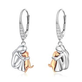 JUSTKIDSTOY Hypoallergenic Sterling Silver Cute Animal Dangle Drop Earrings - Stocking Stuffers & Dog Lover Gifts
