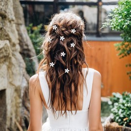 Mini White Rhinestone Flower Hair Clips, Decorative Wedding Bridal Hair Barrettes with Flower Pattern for Girls Women